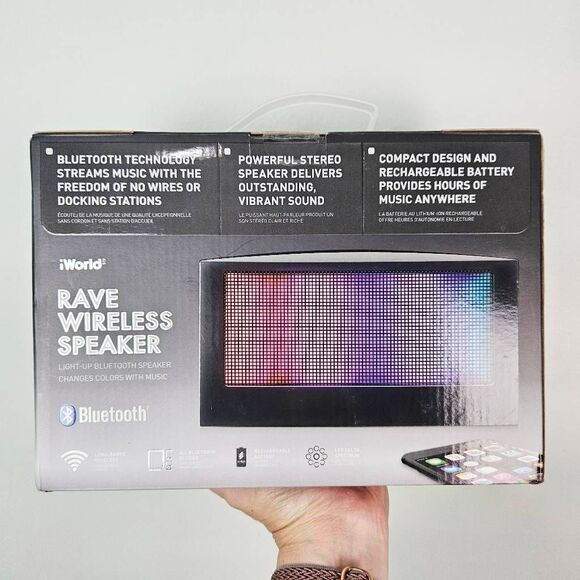 NIB iWorld Rave Wireless Speaker Light Up Long Range Bluetooth Music Anywhere - Picture 3 of 4